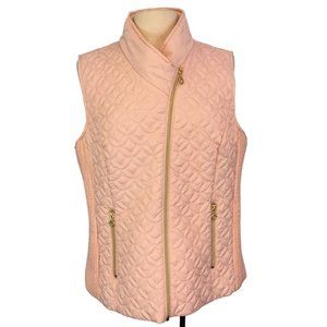 Marc New York Womens Light Pink Quilted Puffer Vest, Gold Zipper, XL‎
